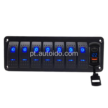 12V 7 Painel de interruptor de gangue para barco